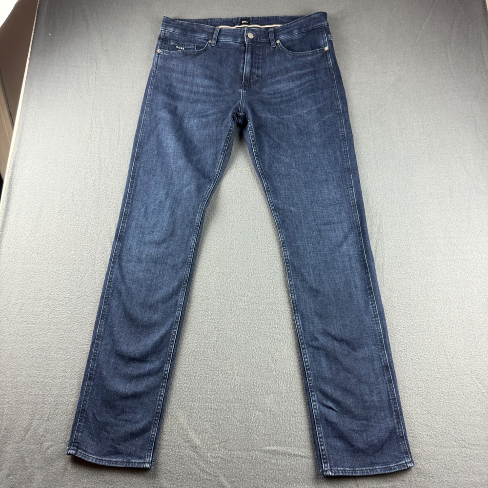 Hugo Boss Delaware Jeans Mens 34x32 (Fits 35x32) Blue Slim Candiani Italian Dark